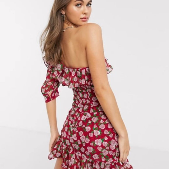 Dark Pink One Shoulder Ruched Side Mini Dress - Picture 4 of 7